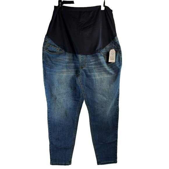 Time & Tru Maternity Skinny Jeans Comfort Belly Band Size XXL (20) Medium Wash - Picture 1 of 11